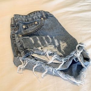 Mid rise to high rise Jean shorts